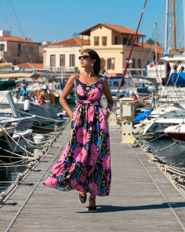 Milly Maxi Dress (Black Sunflowers) BY SOBOHEMIAN