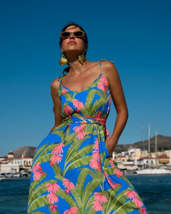 Milly Maxi Dress (Blue Bananas) BY SOBOHEMIAN
