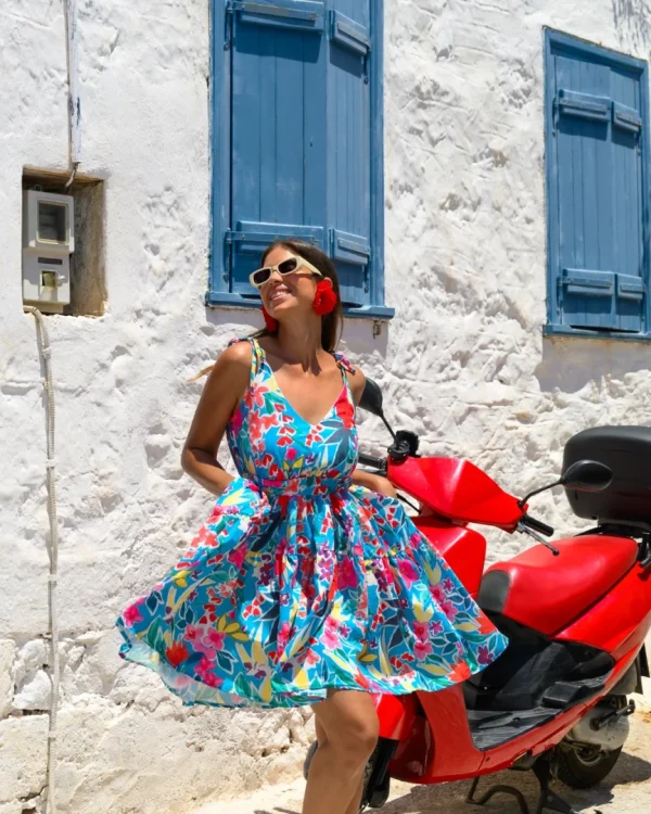 Tania Mini Dress (Turquoise) BY SOBOHEMIAN