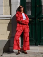Iris Trousers (Red & Coral Pink) BY SOBOHEMIAN