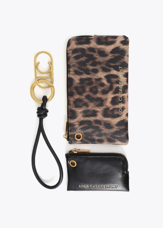 Διπλό πορτοφόλι με animal print και δέρμα BY LOLA CASADEMUNT